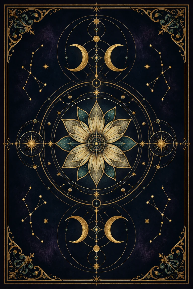 深蓝金色星象塔罗牌背